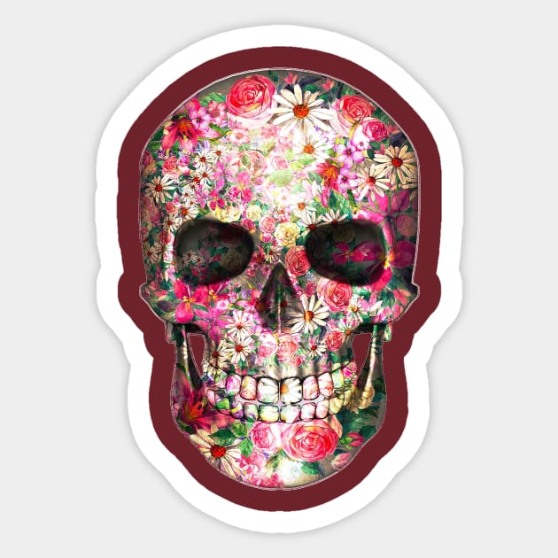 skull with flowers Sticker by SZG-GZS